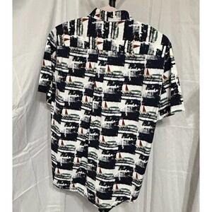 Trader Bay Sailboats Hawaiian‎ Aloha Shirt Large Short Sleeve Pocket Button Up